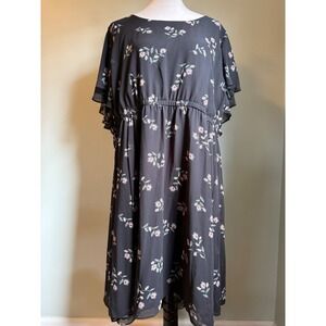 Torrid Black Floral Flutter Sleeve Midi Dress 4x bho cottagecore flowy fairy Y2K